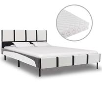 Lova pusantros vietos VLX Faux Leather 277526, 120 x 200 cm, balta sp./juoda sp., su čiužiniu, su grotelėmis