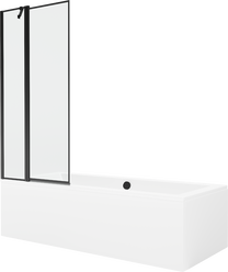 Vanna ar sieniņu, brīvi novietots Mexen Cube, 180 cm x 80 cm x 39 cm, taisnstūris, caurspīdīga krās./balta krās.