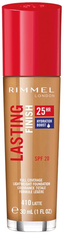 Skystas makiažo pagrindas Rimmel London Lasting Finish 25h With Hydration Boost 410, 410 latte, 30 ml
