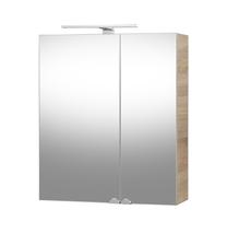 Pakabinama vonios spintelė su veidrodžiu Riva Sonoma Oak SV60C-2, ruda sp., 14 cm x 60.2 cm x 67.4 cm