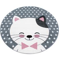 Ковер комнатные Ayyildiz Kids Kitty, белый цв./серый цв./розовый цв., 120 см x 120 см