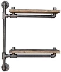 Sieninė lentyna Kalune Design Boru 76, juoda sp./riešuto sp., 47 cm x 13 cm x 60 cm