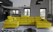 Kampinė sofa Eduardo Omega 68, geltona sp., kairinė, 202 x 345 cm x 90 cm