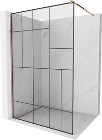 Dušo sienelė Mexen Kioto Walk-In, 110 cm x 200 cm, juoda sp./rausvojo aukso sp./grūdintas