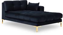 Sofa Micadoni Home Mamaia Velvet Chaise Longue Right, aukso sp./tamsiai mėlyna sp., dešininė, 185 x 102 cm x 75 cm