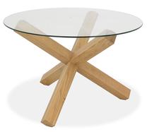 Stalas Home4you Turin 26909, ąžuolo sp./skaidri sp., 120 cm x 120 cm x 75 cm