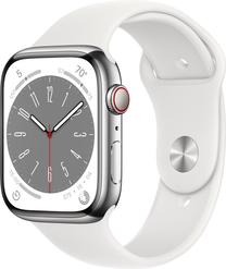 Viedais pulkstenis Apple Watch Series 8 GPS + Cellular 45mm Stainless Steel LT, sudraba krās.