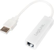 Adapteris Logilink USB 2.0 To Fast Ethernet RJ45 USB 2.0 A male, RJ-45 female, balta sp.