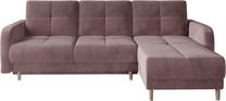 Kampinė sofa Roxi Velvetmat 24, rožinė sp., dešininė, 240 x 160 cm x 90 cm