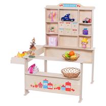 Игрушечный набор магазина, деревянный магазин, коричневый цв.