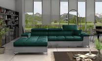 Kampinė sofa Ricardo Monolith 37, Monolith 84, pilka sp./tamsiai žalia sp., kairinė, 205 x 280 cm x 90 cm