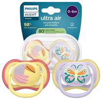 Набор пустышек Philips Avent Ultra Air, 0 мес., желтый цв./фиолетовый цв.