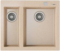 Virtuves izlietne Teka 2B 590 TG Beige, akmens masa, 59 cm x 50 cm x 20.8 cm, gaiši brūna krās.