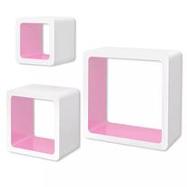 Sieninė lentyna VLX Cube 242173, balta sp./rožinė sp., 23 cm x 10 cm x 23 cm