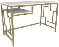 Rakstāmgalds un plaukts Kalune Design Kennesaw 322RTC1465, 120 cm x 60 cm, 74.8 cm, zelta krās./balta krās.