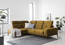 Kampinė sofa Theodore Loco 45, geltona sp., kairinė, 200 x 275 cm x 98 cm