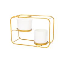 Pakabinamas gėlių vazonas Domoletti TRRT018, keramika/metalas, Ø 25 cm, aukso sp./balta sp.