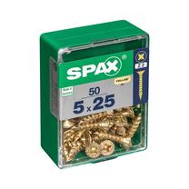 Koka skrūve, universāls Spax, 5 x 25 mm, dzeltena krās., 50 gab.