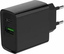 Telefono įkroviklis Gembird, USB Type C/USB Type A, 8.5 cm, juoda sp., 20 W