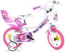 Vaikiškas dviratukas su papildomais ratukais, vaikų Dino Bikes Fairy, balta sp./įvairių spalvų, 12"