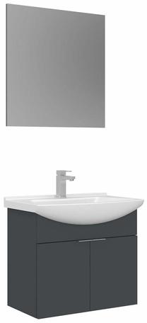 Vonios kambario baldų komplektas Kalune Design Purus 65-321, matinė antracito sp., 50 cm x 65 cm x 58 cm