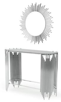 Konsoles galds Kalune Design Zen With Mirror, hroma krās., 42 cm x 120 cm x 90 cm