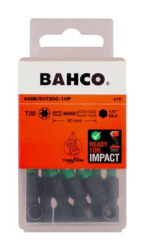 Triecienskrūvgrieža biti, komplekts Bahco 66IM/50T20C-10P, T20, 50 mm, 1/4"