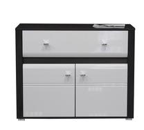 Komoda MN Sevilla TYP 34, balta sp./juoda sp., 87 cm x 42 cm x 109 cm