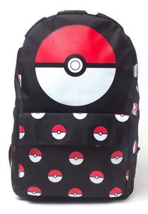 Skolas mugursoma Licenced Pokeball, melna krās./sarkana krās., 47 cm x 16 cm x 33 cm