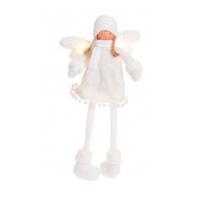 Maza statuja Winteria Angel Sitting With Led, balta krās.