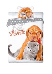 Комплект постельного белья Faro Best Friends FAO0228, коричневый цв./белый цв./серый цв., 70 x 80 cm, 160 x 200 cm