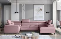 Kampinė sofa Escada Monolith 63, rožinė sp., dešininė, 200 x 330 cm x 98 cm