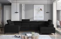 Kampinė sofa Escada Sawana 14, juoda sp., dešininė, 200 x 330 cm x 98 cm