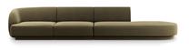 Sofa Micadoni Home Miley Velvet, žalia sp., dešininė, 302 x 85 cm x 74 cm