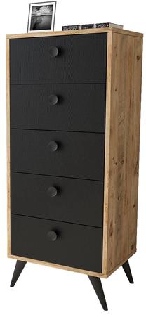 Komoda Kalune Design VL70 232, juoda sp./pušies sp, 118.4 cm x 49 cm x 40 cm