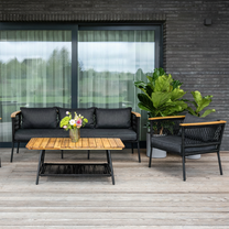 Lauko baldų komplektas Domoletti Elegance, juoda sp./pilka sp., 5 vietų