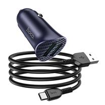 Automobilinis įkroviklis Hoco Car Charger, 2 x USB, 5000 cm, mėlyna sp., 18 W