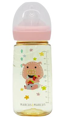 Bērnu pudele dzeršanai Marcus & Marcus PPSU Transition Feeding Bottle Pokey, 300 ml, 3 mēn., dzeltena krās./rozā krās.