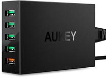 Telefono įkroviklis Aukey, USB/AC/DC, juoda sp., 54 W