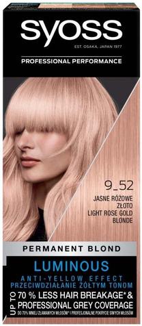 Matu krāsa Syoss Permanent Blond Luminous, light rose gold blonde krās., 9_52, 115 ml