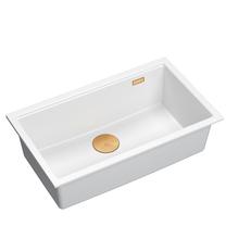 Virtuves izlietne Quadron Logan 110, granīts, 76 cm x 45 cm x 23.5 cm, balts krās./vara krās.