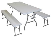 Āra mēbeļu komplekts Foldable, krēmkrāsas krās./pelēks krās., 6 sēdvietas