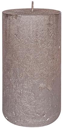 Žvakė, cilindrinė Rustic Metallic, 75 h, aukso sp./rožinė sp.