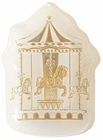 Serviravimo lėkštė Homla Faros with golden carousel, 20 cm x 14.5 cm, aukso sp./balta sp., stiklas