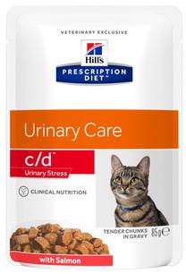 Mitrā kaķu barība Hill's Prescription Diet c/d Urinary Stress Salmon, lasis, 0.085 kg