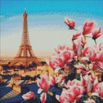 Dimantu mozaīka Ideyka Paris Magnolias, zila krās./rozā krās./daudzkrāsaina