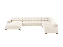 Kampinė sofa Micadoni Mamaia Velvet, kreminė sp., dešininė, 327 x 256 cm x 75 cm