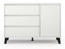 Komoda Scandi 1D3S, balta sp., 78.5 cm x 110 cm x 39 cm