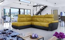 Kampinė sofa Loreto Omega 68, Soft 11, juoda sp./geltona sp., kairinė, 210 x 260 cm x 102 cm