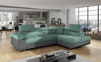 Kampinė sofa Anton Ontario 83, Soft 29, žalia sp./pilka sp., dešininė, 202 x 275 cm x 90 cm
